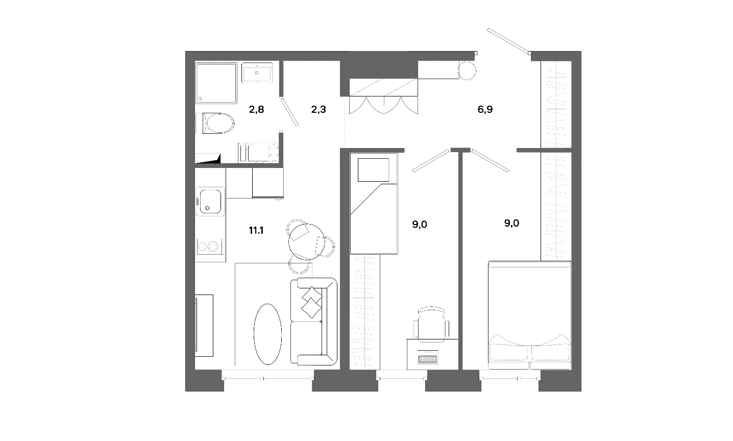 2-комнатная — ЖК Столица