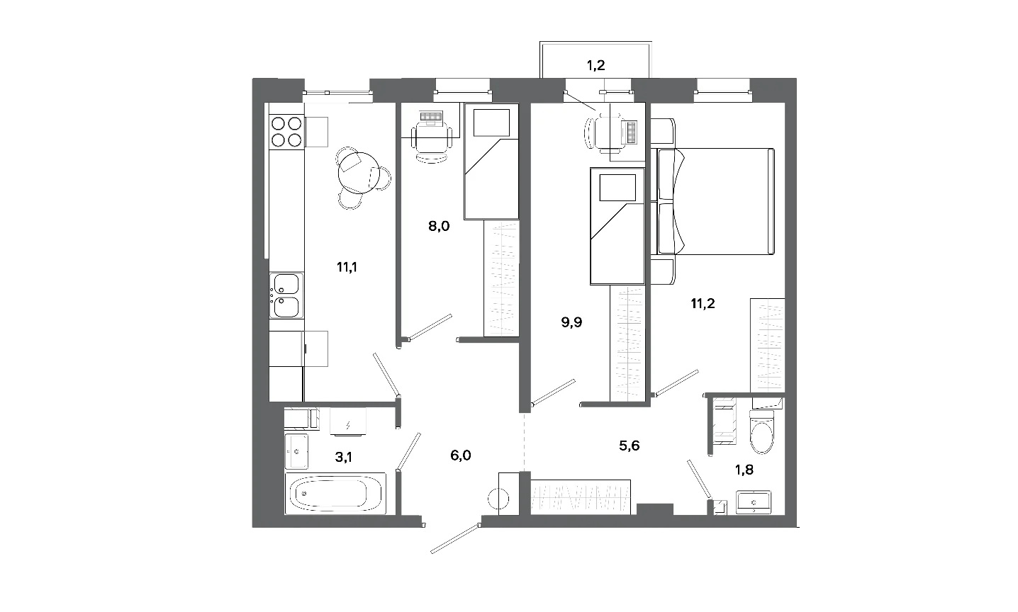 3-комнатная — ЖК Столица